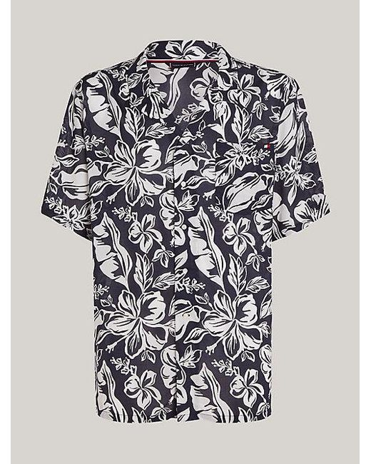 Camisa TH Essential de cuello cubano Tommy Hilfiger de hombre de color Black