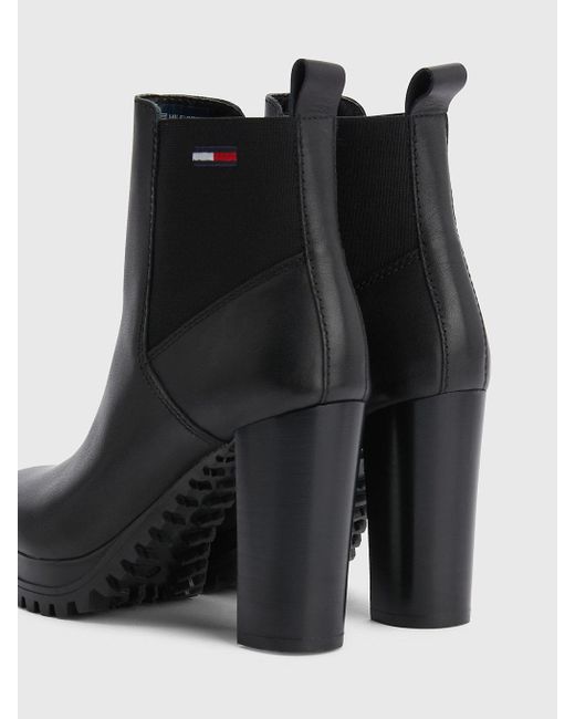Tommy Hilfiger Essential High Heel Cleat Boots in Black | Lyst UK
