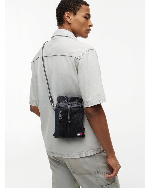 Tommy Hilfiger Black Outdoor Drawstring Sacoche Bag for men