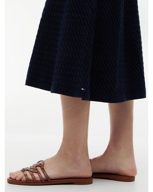 Tommy Hilfiger Blue Cable Knit Relaxed A-Line Midi Skirt