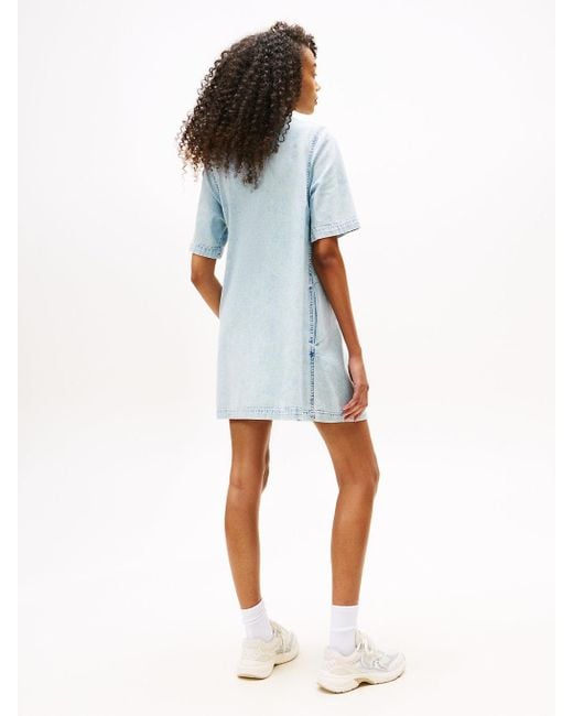 Robe Chemise Courte Trapèze En Denim Tommy Hilfiger en coloris Red