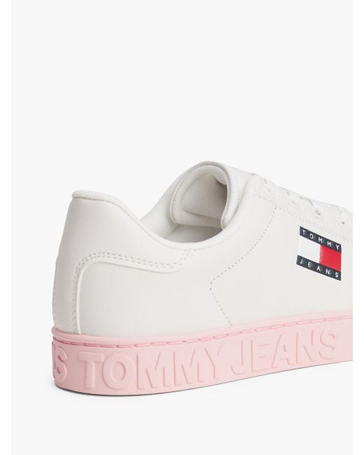 Baskets Avec Cuir À Logo En Relief Tommy Hilfiger en coloris Pink