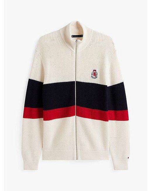Chaqueta De Punto Color Block Con Cremallera Tommy Hilfiger de hombre de color White