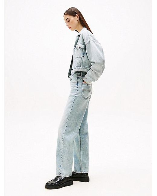 Vaqueros De Corte Slim Con Talle Alto Tommy Hilfiger de color Blue