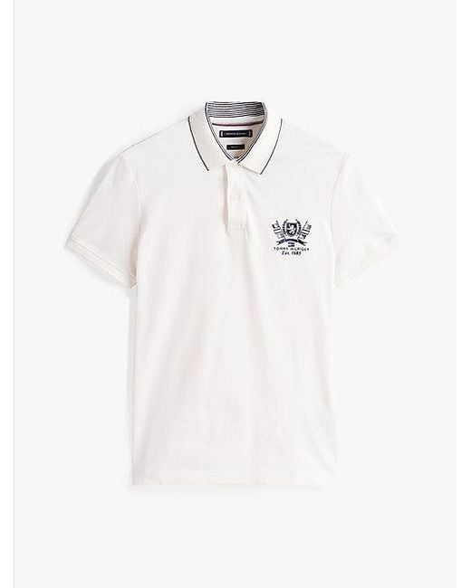 Tommy Hilfiger Regular Fit Poloshirt Met Geborduurd Embleem in het White voor heren