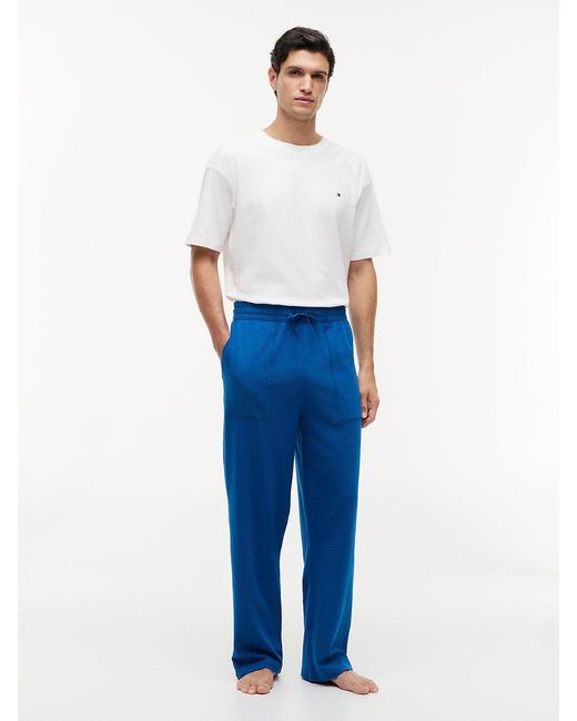 Tommy Hilfiger Blue Flag Embroidery Textured Pyjama Bottoms for men
