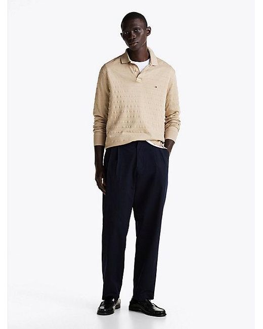 Tommy Hilfiger Regular Fit Polo Met Lange Mouwen in het Natural voor heren