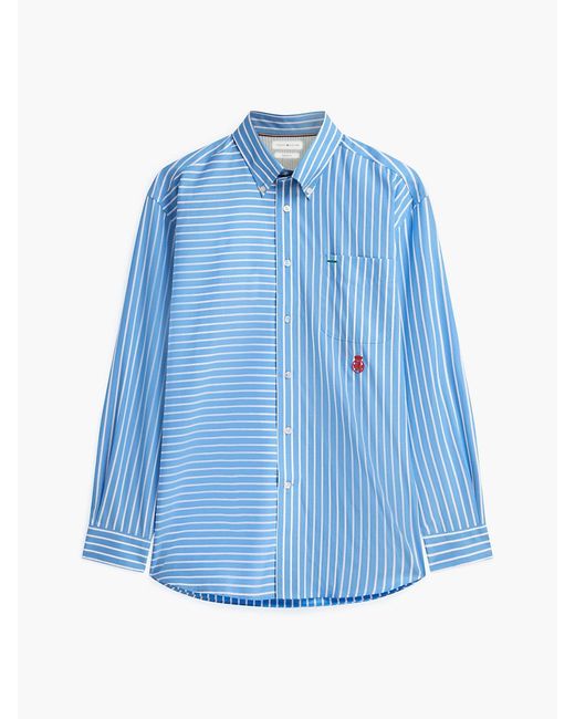 Tommy Hilfiger Blue Oversized Fit Mixed Stripe Poplin Shirt for men