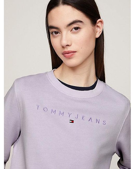 Tommy Hilfiger Sweatshirt Met Ronde Hals En Geborduurd Logo in het Purple