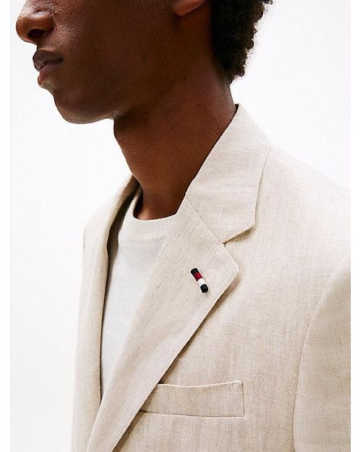 Tommy Hilfiger Single-Breasted Blazer Van Puur Linnen in het Natural voor heren