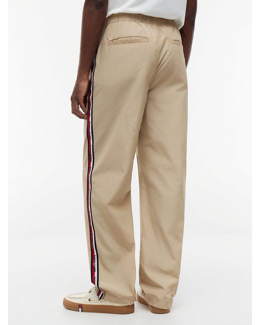 Tommy Hilfiger Natural Jaimie Relaxed Global Stripe Tape Trousers for men