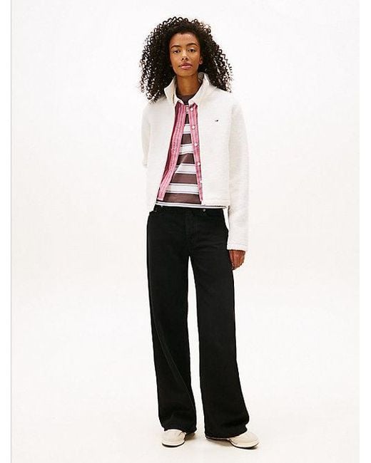 Tommy Hilfiger Teddy Fleece Jack Met Rits in het White