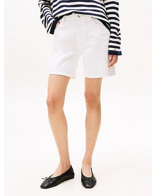 Tommy Hilfiger Witte Denim Short Met Medium Rise in het Blue