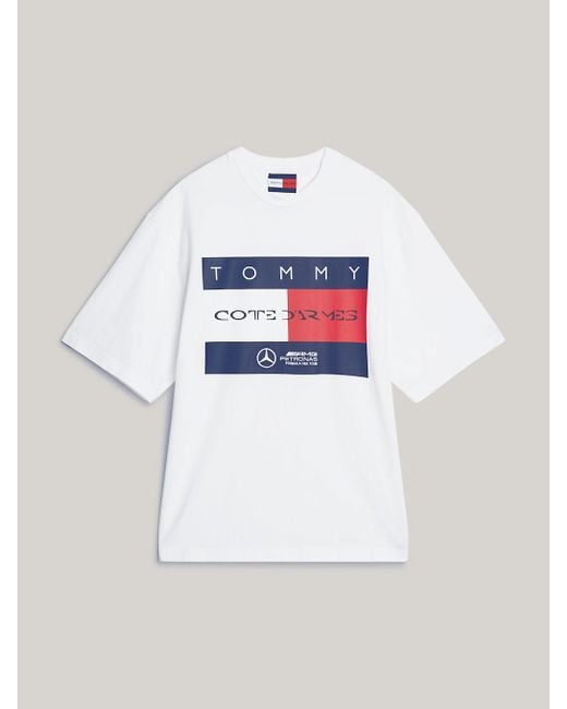 Tommy Hilfiger White Tommy X Mercedes F1 X Cr Flag Logo T-shirt for men
