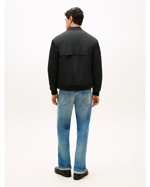 Tommy Hilfiger Black Water Resistant Tonal Logo Bomber Jacket for men