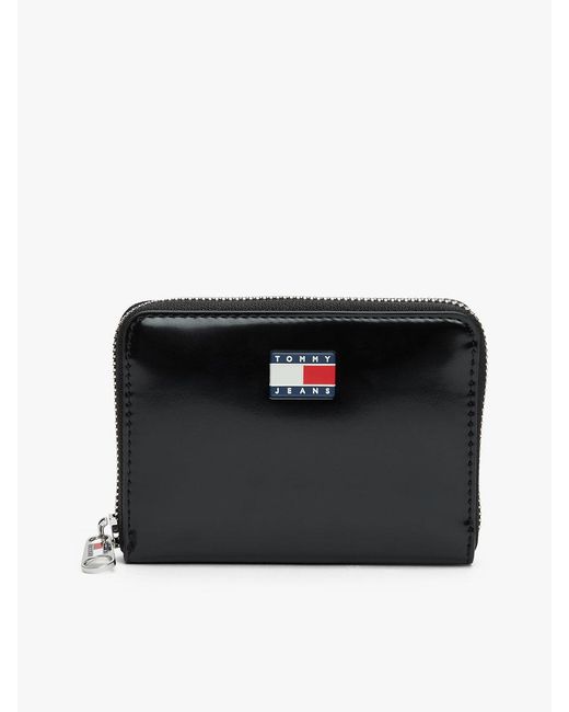 Tommy Hilfiger Black Essential Logo Plaque Zip-Around Wallet