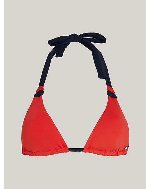 Tommy Hilfiger Heritage Colour-blocked Triangel-bikinitop in het Red
