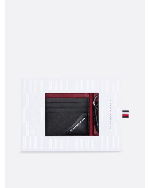 Tommy Hilfiger White Leather Card Holder And Key Fob Gift Set for men