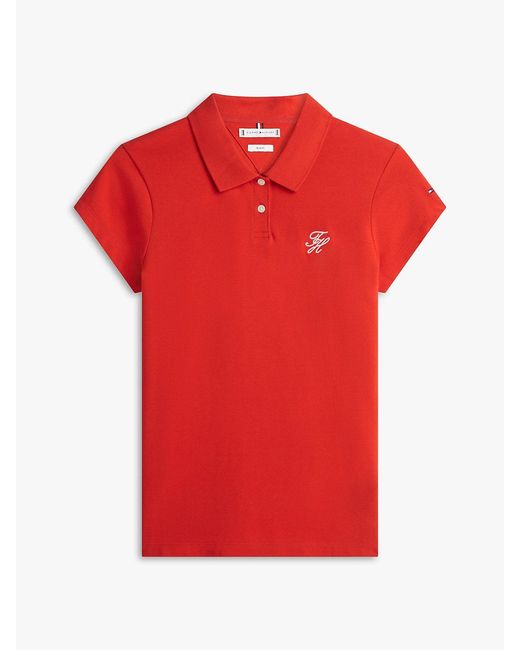 Tommy Hilfiger Red 1985 Slim Fit Logo Embroidery Polo Shirt