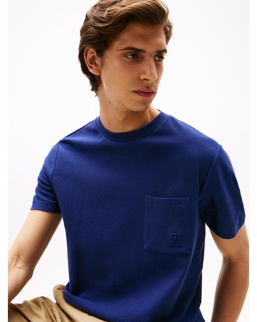 T-Shirt Con Tasca E Monogramma Th di Tommy Hilfiger in Blue da Uomo