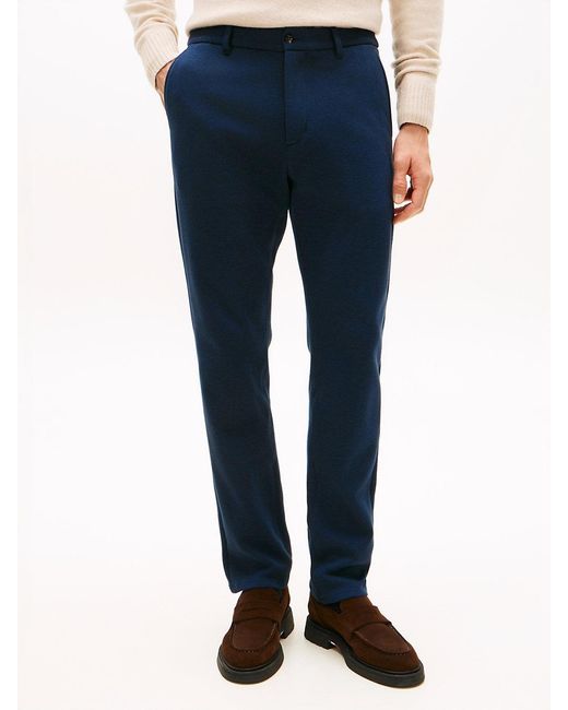 Tommy Hilfiger Blue Harlem Interlock Knit Pique Tapered Leg Trousers for men