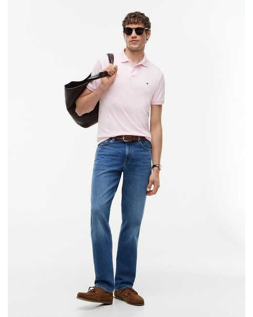 Tommy Hilfiger Pink Fluid Cotton Interlock Knit Polo Shirt for men