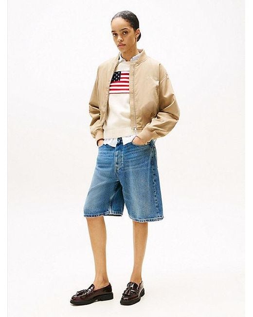 Tommy Hilfiger Waterafstotend Relaxed Kort Bomberjack in het Blue