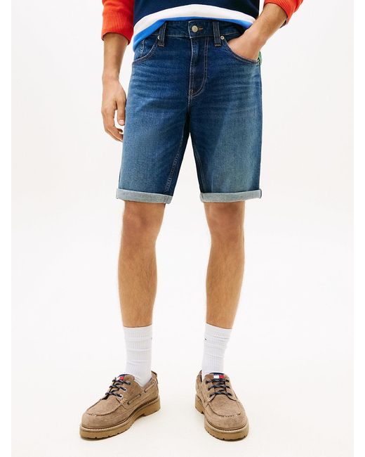Tommy Hilfiger Blue Ronnie Faded Slim Denim Shorts for men