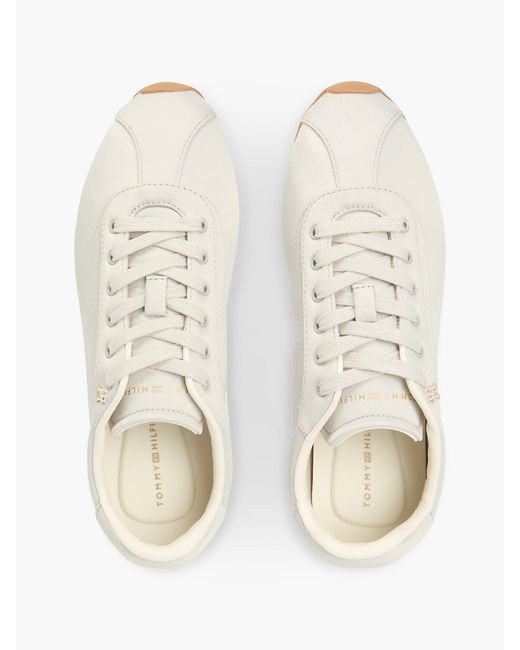 Tommy Hilfiger White Th Monogram Satin Trainers