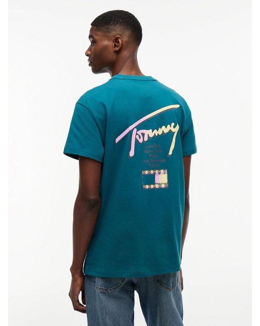 Tommy Hilfiger Blue Signature Logo Crew Neck T-Shirt for men