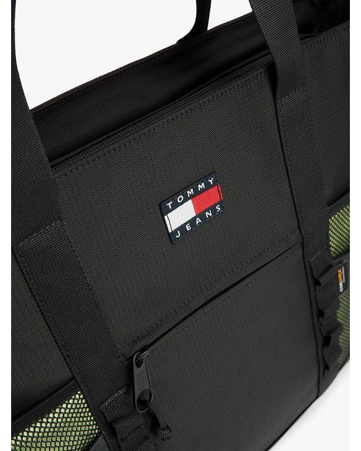 Tommy Hilfiger Black Logo Ripstop Outdoor Tote Bag for men