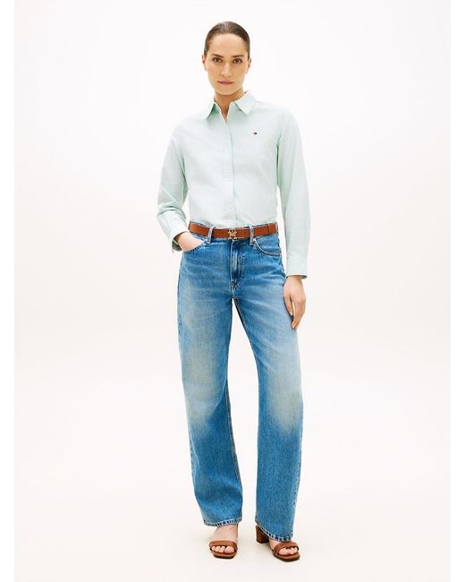 Tommy Hilfiger White Relaxed Fit Yarn Dyed Oxford Shirt