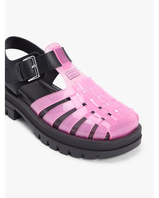 Tommy Hilfiger Pink Jelly Chunky Cleat Fisherman Sandals