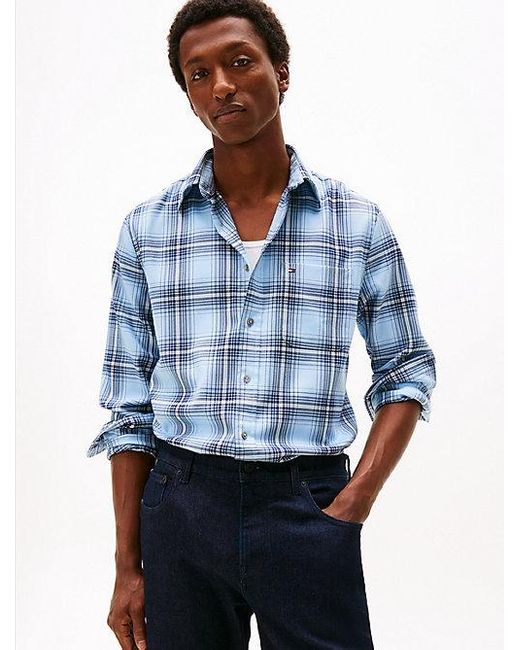 Tommy Hilfiger Regular Fit Geruit Overhemd Van Twill in het Blue voor heren