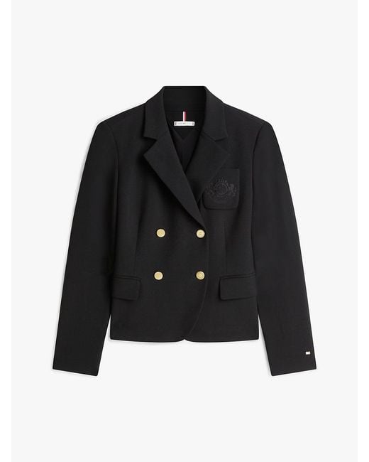 Tommy Hilfiger Black Th Crest Embroidery Slim Fit Blazer