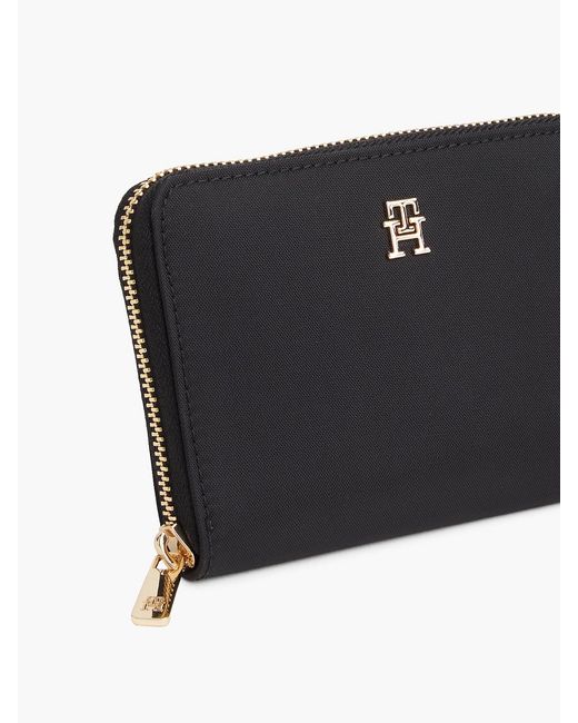 Tommy Hilfiger Black Th Monogram Zip-around Wallet