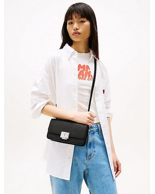 Tommy Hilfiger Crossbodytas Met Flapsluiting En Logo-Embleem in het Black