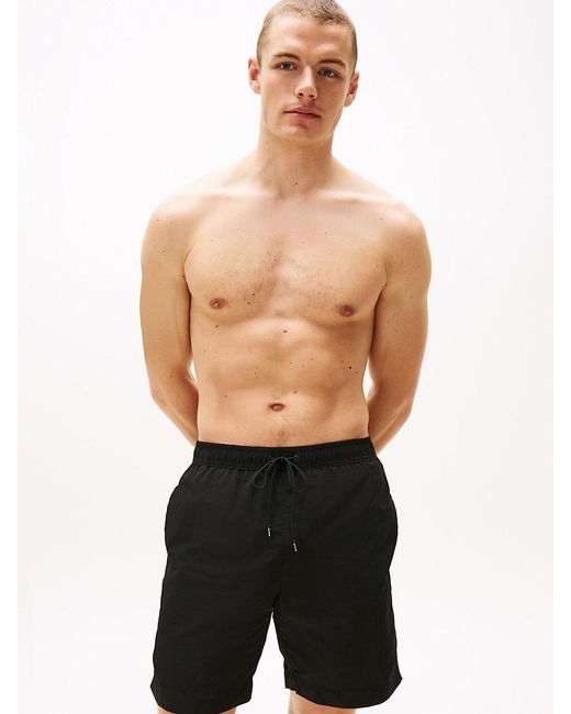 Tommy Hilfiger Black Essential Flag Long Length Swim Shorts for men
