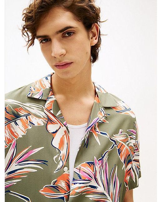 Tommy Hilfiger Leichtes Regular Fit Kurzarm-Hemd Mit Print in Gray für Herren