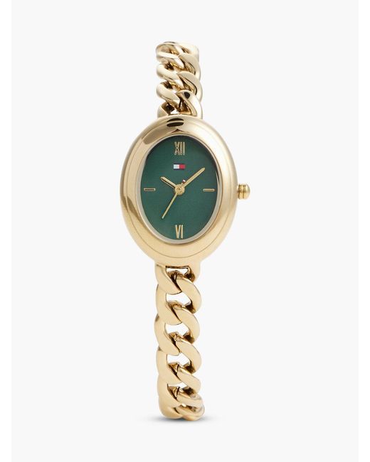 Tommy Hilfiger Metallic Oval Dial-Plated Bracelet Watch
