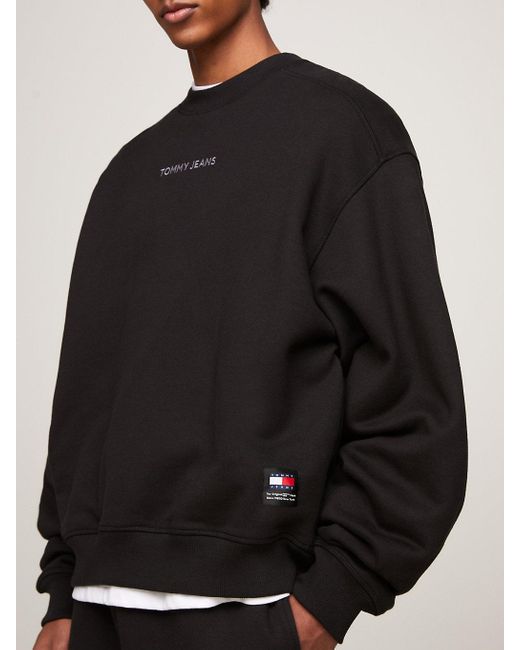 Tommy Hilfiger Black Classics Logo Boxy Fleece Sweatshirt for men