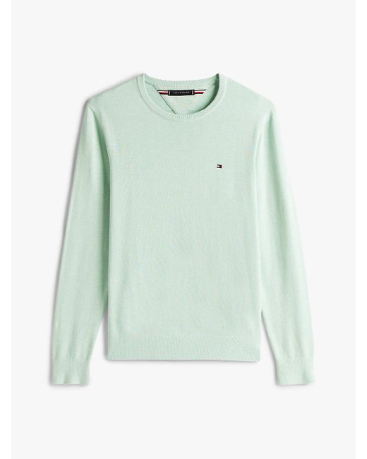 Pullover Con Bandierina Ricamata di Tommy Hilfiger in Green da Uomo