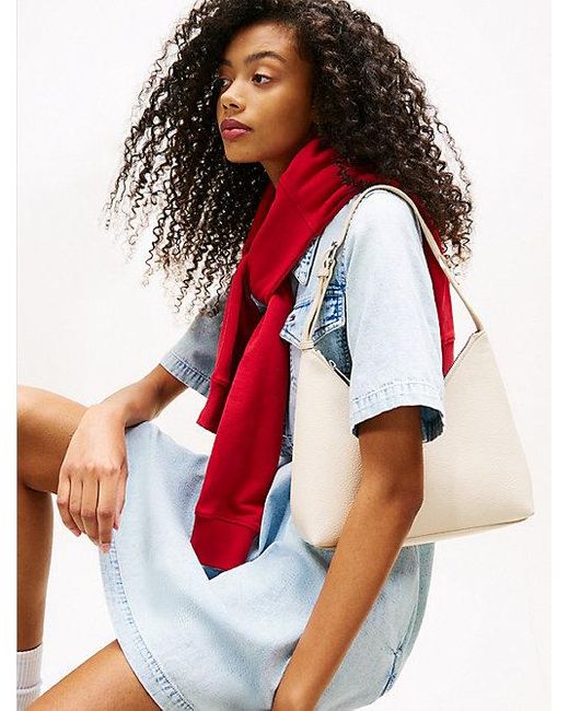 Tommy Hilfiger Denim A-Line Mini-Overhemdjurk in het Red