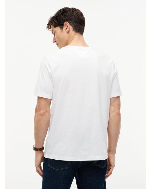 Tommy Hilfiger White Flag Embroidery Crew Neck T-shirt for men