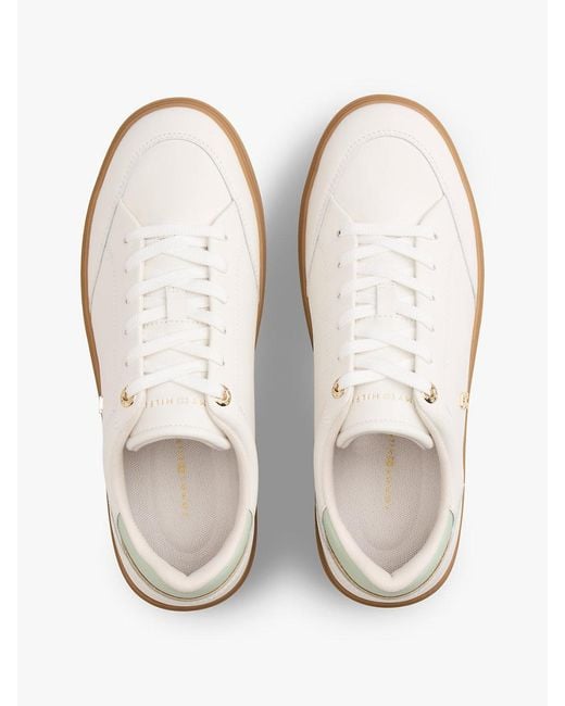 Tommy Hilfiger White Th Monogram Leather Trainers