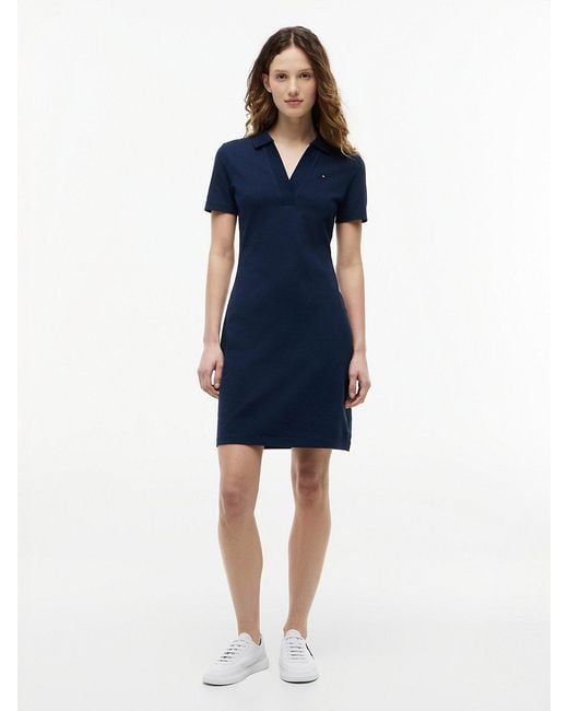 Tommy Hilfiger Blue 1985 Slim Mini Short Sleeve Polo Dress