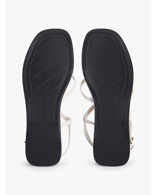 Tommy Hilfiger Natural Leather Crossover Strap Flat Sandals