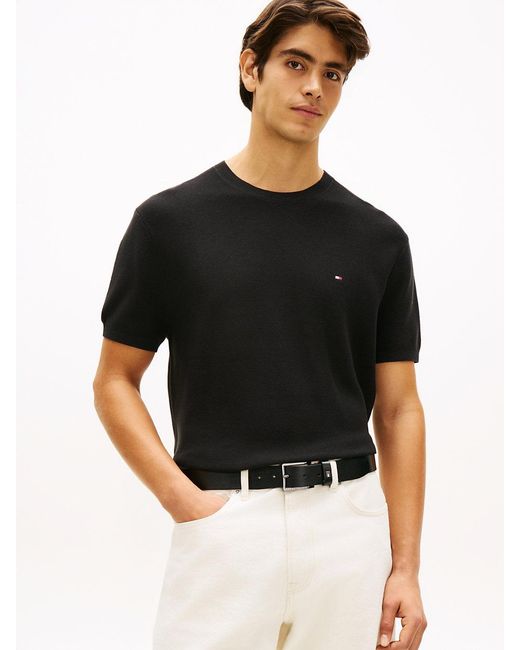 Tommy Hilfiger Black Relaxed Fit Cool Comfort Knit T-Shirt for men