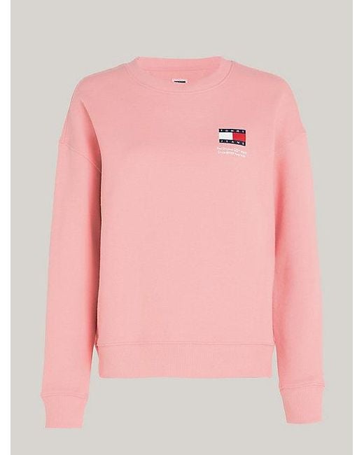 Tommy Hilfiger Pink Boxy Fit Rundhals-Sweatshirt mit Flag-Grafik