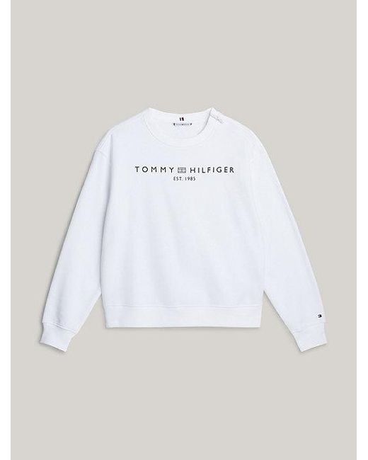 Tommy Hilfiger White Adaptive Regular Fit Sweatshirt mit Tommy-Detail